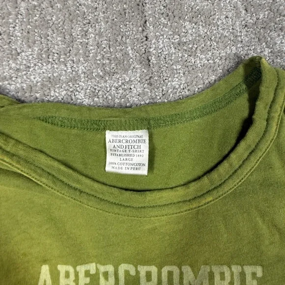 Vintage Abercrombie and Fitch Single Stitch 09 Green Fitted Y2K Kidcore T Shirt - Picture 4 of 9